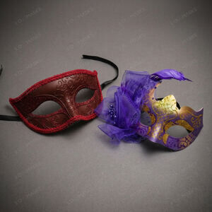 Venetian Mardi Gras Masquerade Halloween Party mask Purple Burgundy
